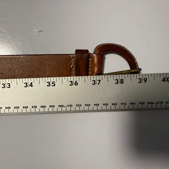 Ralph Lauren Women's Wide Brown Leather Belt with Round Buckle Polo Logo Size 32 - Picture 11 of 11